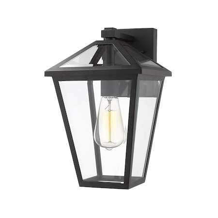 Z-Lite Talbot 1 Light Outdoor Wall Sconce, Black & Clear Beveled 579M-BK